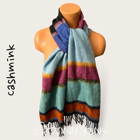 V. Fraas Cashmink Multi-Colored Scarf | Made in Germany - Picture 1 of 10